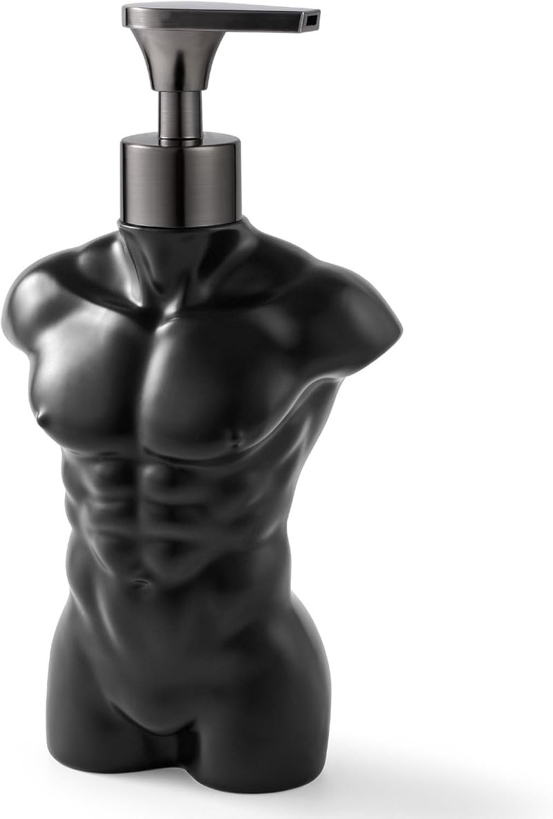 NEWHENGS Ceramic Soap Dispenser Hand Lotion Liquid Dispenser Refillable for Kitchen and Bathroom Decorative (Black Figure) - Image 1